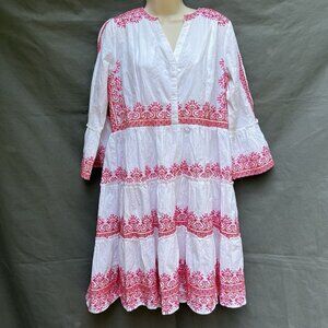 NWT Marie Philippe Sz 36 I US S Thara Kjole White Embroidered Tiered Mini Dress